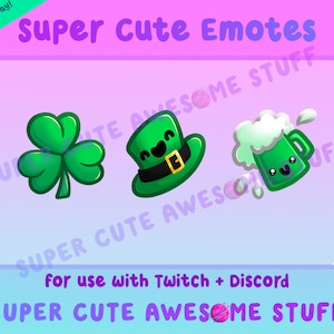 Super Cute St Patrick&#39;s Day Twitch Emote Pack - 6 St Patrick&#39;s Day Twitch Emotes - Discord Emotes - Kawaii Emotes - St Patty&#39;s Day Emotes