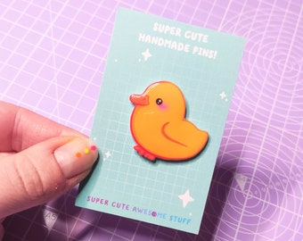 Yellow Duck Pin, Handmade Pins, Pin Badges UK, Birb Pin Badge, Bird Gifts, Duck Art, Cute Duck, Cute Pin, Birb Badge, Bird Badge, Animal Pin