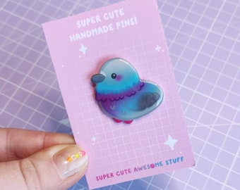 Tauben Pin, handgemachte Pins, Pins, Anstecknadel UK, Birb Pin Abzeichen, Vogel Geschenke, Taube Kunst, süße Taube, süße Anstecknadel, Birb Abzeichen, Vogel Abzeichen, Tier Pin
