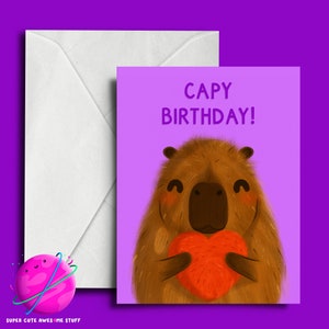 Carte d'anniversaire Capy - carte d'anniversaire Capybara - carte animal - jolie carte Capy - carte nature - anniversaire mignon - Capybara kawaii
