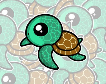 Turtle Sticker - 3 inch Die Cut Sticker  - Cute Turtle Sticker - Laptop Stickers - Phone Sticker - Animal Sticker - Sealife Sticker