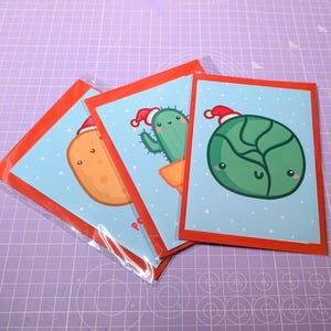 Lot de cartes de Noël super mignonnes, choux de Noël, cactus de Noël, pomme de terre de Noël, jolies cartes de Noël, dîner de Noël