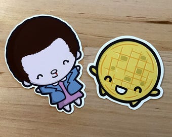Pegatinas de amigos extraños y lindos - Pegatinas troqueladas - Pegatinas para computadora portátil - Pegatinas para teléfono - Comida linda kawaii - Lindo gofre - Pegatinas de ciencia ficción