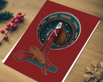 HO HO HO, Book Lover Christmas Card, Literary Cards, Greeting Card, Book Themed Gift, Geeky Christmas Card, Book lover gift, Death
