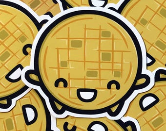 Pegatinas de gofres adorables, pegatinas para portátiles, pegatinas para el teléfono, pegatinas de comida adorables, comida kawaii, comida para el desayuno, gofres, relleno de medias