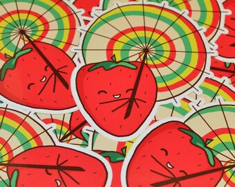 Strawberry Frye Sticker - 3 inch Die Cut Sticker  - Cute Food Sticker - Laptop Stickers - Phone Sticker - Sci Fi Sticker - Kawaii Food