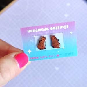 Capybara Earrings, Capybaras, Capybara Gift, Handmade Earrings, Stud Earrings, Best Friend Gift, Cute Studs, Animal Stud Earrings