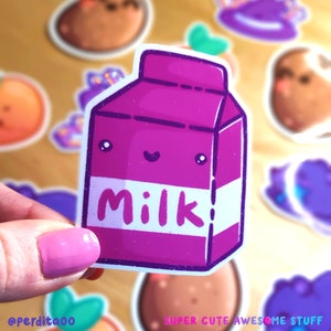 Cute Milk Sticker - 3 inch Die Cut Sticker  - Cute Drink Carton Sticker - Laptop Stickers - Phone Sticker - Kawaii Food