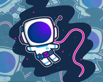 Adesivo de astronauta - Adesivo brilhante recortado de 3 polegadas - Adesivo fofo de espaço - Adesivos para laptop - Adesivo para telefone - Espaço sideral - Adesivo de ficção científica