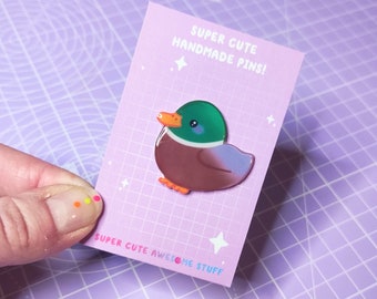 Mallard Pin, Handmade Pins, Pin Badges UK, Birb Pin Badge, Bird Gifts, Duck Art, Cute Duck, Cute Pin, Bird Badge, British Wildlife