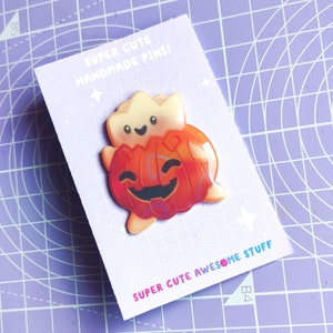 Togepumpkin Pin, Handmade Pins, Pin Badges UK, Gaming Pin Badge, Halloween Gifts, Gaming Art, Cute Pin, Gaming Gifts, Monster Gifts