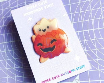 Togepumpkin Pin, Handmade Pins, Pin Badges UK, Gaming Pin Badge, Halloween Gifts, Gaming Art, Cute Pin, Gaming Gifts, Monster Gifts