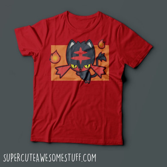 Fire Monster T-shirt Cute Geek T-Shirt Cute Gaming Cat | Etsy