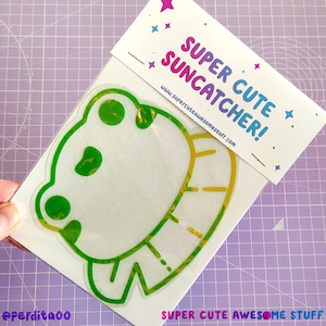 Schattige kikker suncatcher, sticker suncatcher, sticker suncatcher, raamstickers, raamstickers, sticker kikker, schattige stickers, regenboog