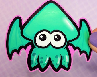 Adesivo carino Splathu, adesivo carino per videogiochi, adesivi per laptop, adesivi per telefono, regalo per giocatori, adesivo Cthulhu, adesivo calamaro, adesivo per libri