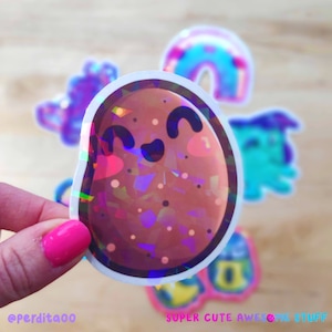 Pegatina de patata brillante, patata bonita, patata kawaii, pegatinas para portátil, pegatinas de comida kawaii, regalo de patata, pegatina holográfica, pegatinas bonitas