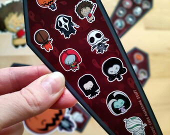 Hoja de calcomanías de terror súper lindas - Calcomanías de terror kawaii - Calcomanías para computadora portátil - Calcomanías para teléfono - Calcomanías de Halloween kawaii - Calcomanías para agenda