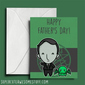 HP Lovecraft Father&#39;s Day Card - Super Cute Lovecraft Card - Cute Father&#39;s Day Card - Cthulhu Card - Cute Cthulhu
