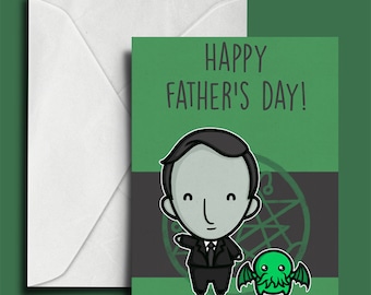 HP Lovecraft Father's Day Card - Super Cute Lovecraft Card - Cute Father's Day Card - Cthulhu Card - Cute Cthulhu