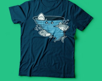 Cutenado T-Shirt, Cute Shark Tornado T-Shirt, Sci-Fi Art, Geek T-Shirt, Shark Gifts, Shark Lover Gifts, Great White Shark, Stocking Filler