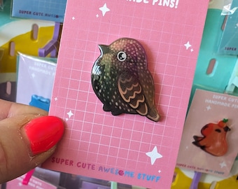 Pin de estornino, alfileres hechos a mano, alfiler de pájaro, insignia de alfiler Birb, regalos de aves, pájaros lindos, alfiler lindo, insignia de Birb, insignia de pájaro, pájaros británicos, pájaros de jardín