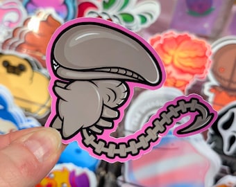 Alien Sticker, Die Cut Sticker, SciFi Stickers, Laptop Stickers, SciFi Gifts, Kawaii Alien, Cute Alien Sticker, Scary Stickers, Horror Gifts