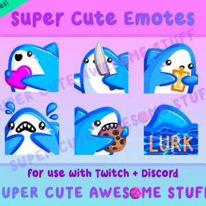 Shark Twitch Emotes, Shark Emote, Cute Twitch Emotes, Twitch Emotes Bundle, Twitch Emotes Pack, Cute Shark, Shark Gifts, Gifts For Streamers