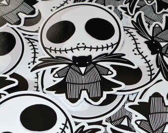 Jack Aufkleber - 4-Zoll-Die Cut Aufkleber - Süßer Aufkleber - Laptop Aufkleber - Telefon Aufkleber - Skelett - Kawaii - Kawaii Aufkleber Jack und Sally