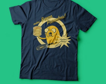 Cooking Time T-Shirt - Bacon T-Shirt - Geek TShirt - - Mens Ladies Sizes 100% Cotton Tee - Pug T-Shirt - Pancakes TShirt - Dog T-Shirt