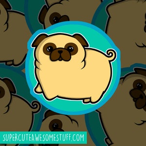 Sticker carlin mignon - Sticker découpé 3 pouces - Sticker animal mignon - Stickers ordinateur portable - Sticker téléphone - Sticker nature - Sticker chien - Carlin mignon