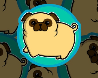 Cute Pug Sticker - 3 inch Die Cut Sticker  - Cute Animal Sticker - Laptop Stickers - Phone Sticker - Nature Sticker - Dog Sticker - Cute Pug