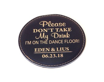 Engraved Favor Wedding Party Favors Personalized Coasters Custom Leather Coaster CAS02