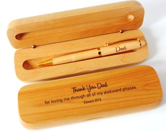 Thank You Gift for Dad: Engraved Wood Pen and Box