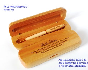 Gifts for Catholic Priest - Pastor Appreciation Gift - Personalized Christmas Wooden Pen