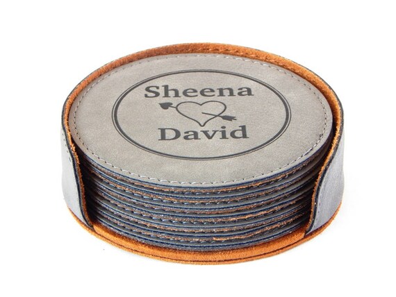 Engraved Favor Wedding Party Favors Personalized Coasters Custom Leather Coaster CAS02