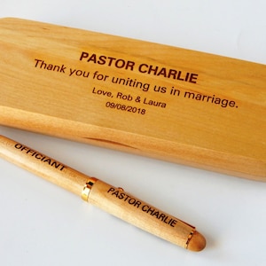 Engraved Wood Pen Set: Personalized Wedding Officiant Gift