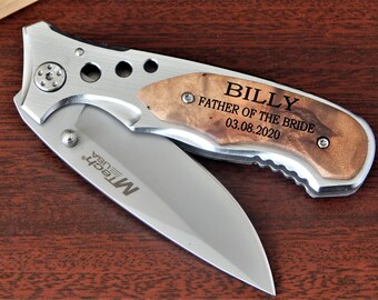 Father of the Bride Gift - Engraved Pocket Knife for in Law - Wedding Gifts from Groom