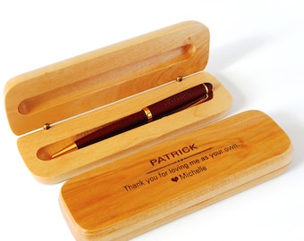Engraved Bonus Dad Gift: Personalized Wood Pen and Box