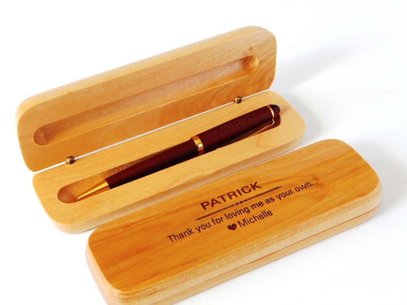 Wooden Pen Personalized With Name, Having the Text Thank You For Loving Me As Your Own, Made of High-quality Wood