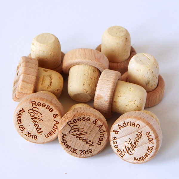 Personalized Bulk Wine Stoppers - Engraved Cork Stopper Wedding Party Favor