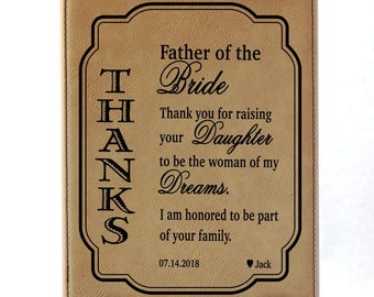 Father of the Bride Wedding Gift - Gifts for Mother of Bride from Groom - Thank You for Raising the Woman of My Dreams-Father In Law, LPW010
