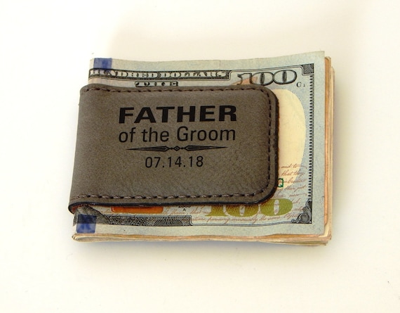 Personalized Money Clip Leather Wallet, Bride to Groom Gift on