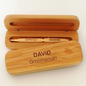 Wedding Gifts for Groomsmen Best Man Gift Personalized Pens Engraved Wood Pen Set Set of 5, 6, 7 PB image 1