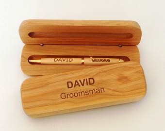 Wedding Gifts for Groomsmen - Best Man Gift - Personalized Pens - Engraved Wood Pen Set - Set of 5, 6, 7  PB