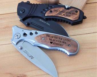 Stepfather of the Bride Knife Gift from Groom - Step Father Wedding Gift - Step Dad Custom Gift