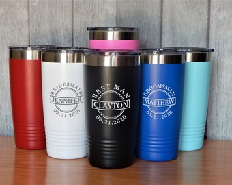 Personalized Tumbler Gift for Groomsmen - Engraved Travel Coffee Cup for Men - Custom Mug