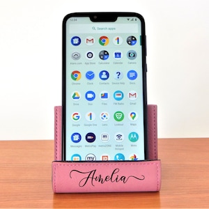 Smartphone Stand for Desk - Leather Phone Holder - Personalized Tablet iPad iPhone Stand Gift for Him