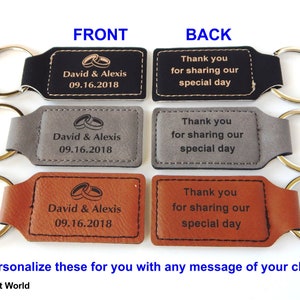 Engraved Leather Keychain: Personalized Wedding Party Favors