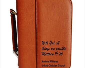 Religious Gift - Personalized Gifts for Pastor - Christian Gift for women - Bible Verse - Leather Case for Him, BCL045