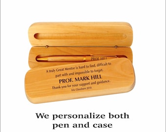 Engraved Wood Pen and Case: Personalized Mentor Teacher Gift